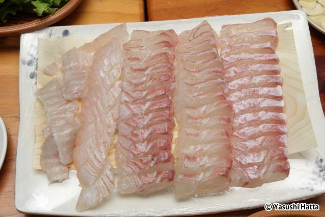 天然ヒラメの刺身。韓国でも養殖が盛んで天然物は貴重
