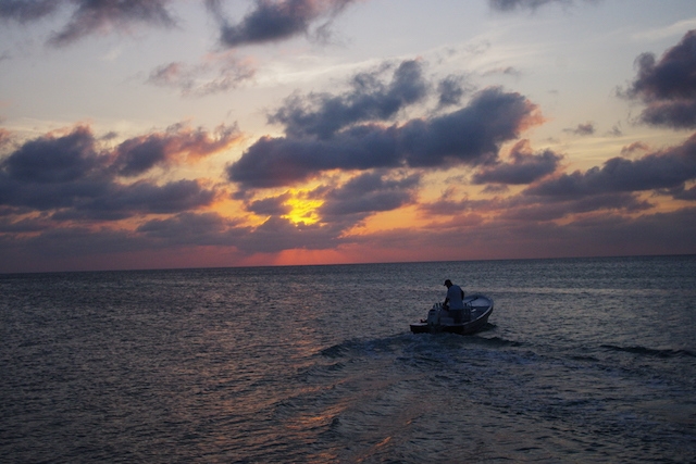 夕暮れのカリブ海