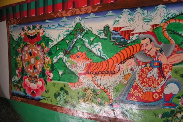 壁に描かたチベット絵画