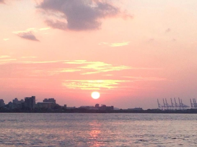 こんな綺麗に夕日が見える淡水