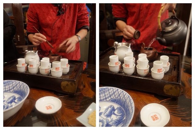 手際よく大勢の観光客に台湾茶のデモンストレーション