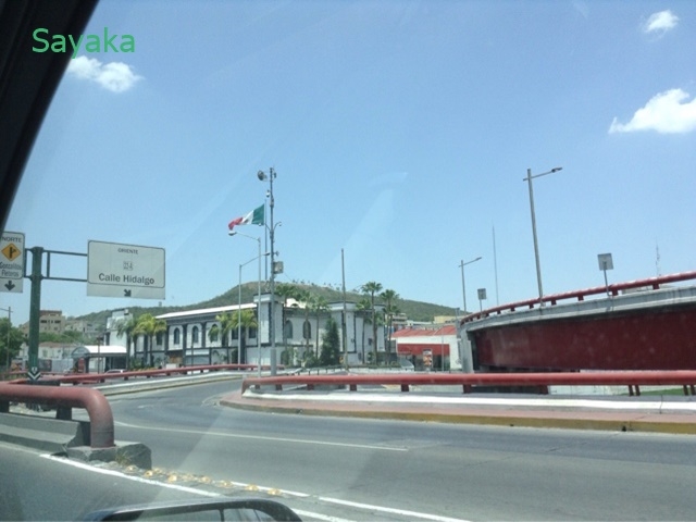 モンテレイ市内、85号線から見た巨大国旗