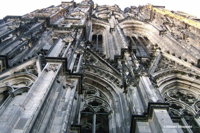 真下から見上げるケルン大聖堂の外壁