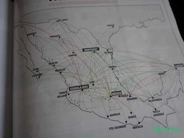 機内誌に載っている路線図（あまり正しくない）
