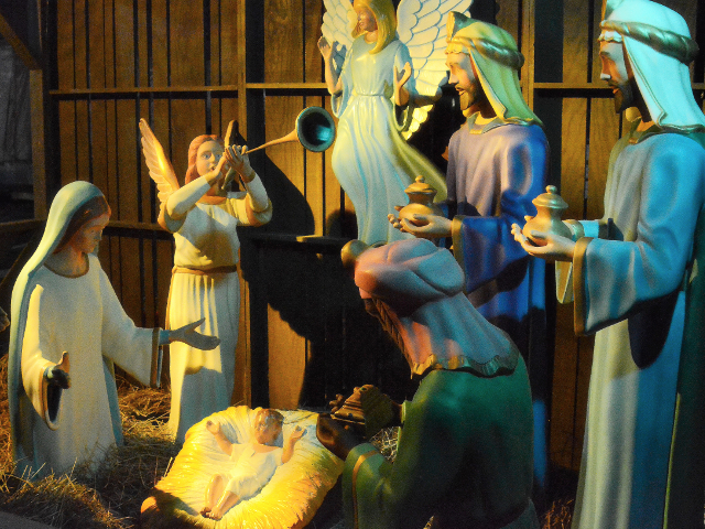 ワシントンDCのキリストの降誕のシーンが再現された掘立小屋