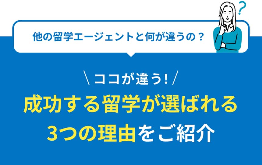 ここが違う!成功する留学が選ばれる3つの理由