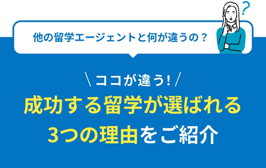 ここが違う！成功する留学が選ばれる3つの理由