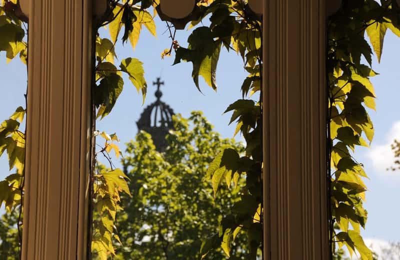 Kings college viewed through a window
